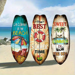 décoration murale vintage planche surf multicolore motifs estivaux adhésif nano glue maison plage