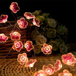 guirlande lumineuse fleurs rose blanc moderne adhésif led 20 50 têtes batteries usb