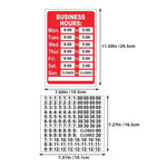 panneau horaires ouverture rouge blanc adhésif texte imprimé classique informatif business hours store hours