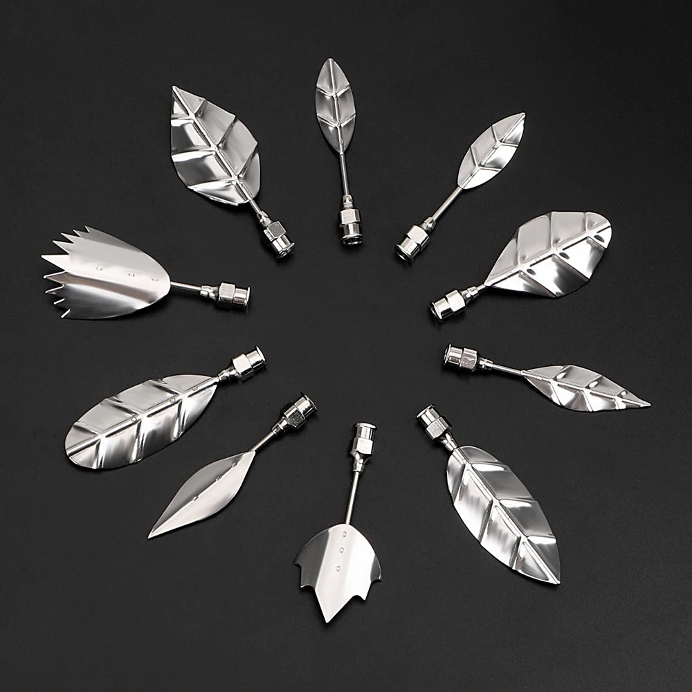 outils décorateurs desserts seringue feuilles plastique transparent graduations embouts métal argenté fleurs gelée