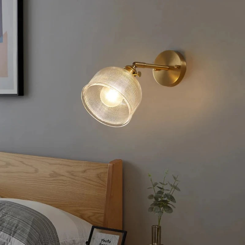 lampe murale moderne or transparente maille fine éclairage quotidien led vis fixée chambre chevet