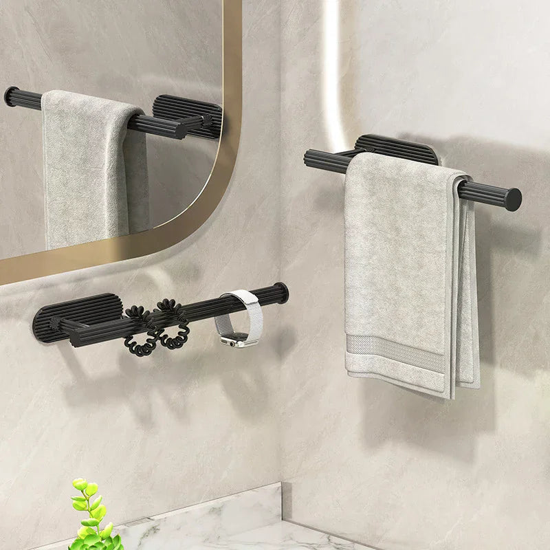 porte serviettes adhésifs moderne noir blanc texture rugueuse serviettes imprimées salle bains accessoire hygiène