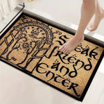 tapis bienvenue porte inscription fantasy beige noir antidérapant extérieur entrée vestibule couloir moderne