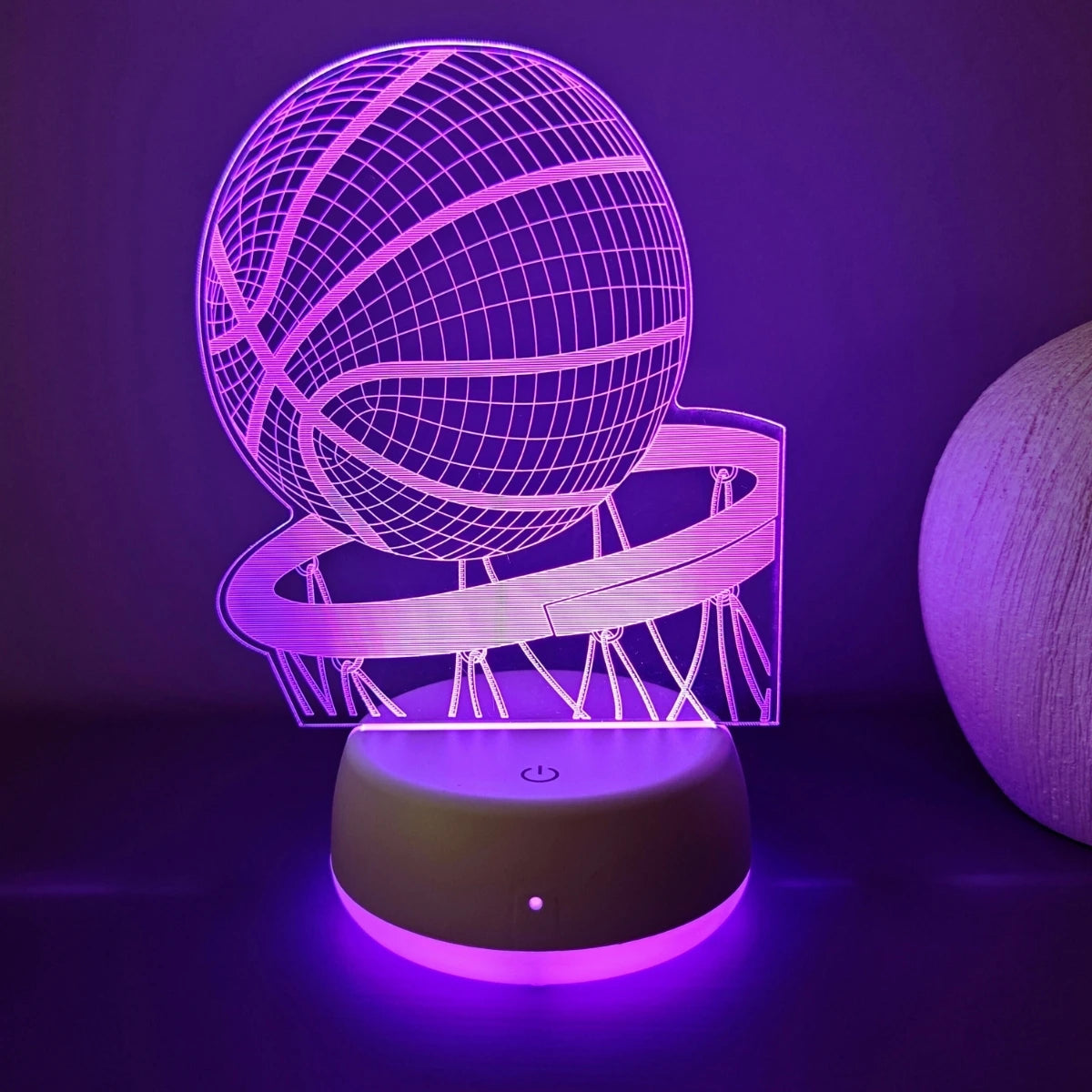 lampe nuit 3D bleu vert violet réseau lignes blanches transparent moderne minimaliste tactile USB