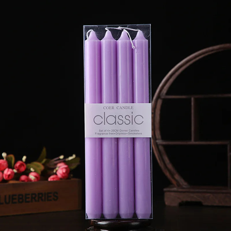 bougies unicolores classiques opaques vert clair rose blanc jaune violet bleu pack bougies générales