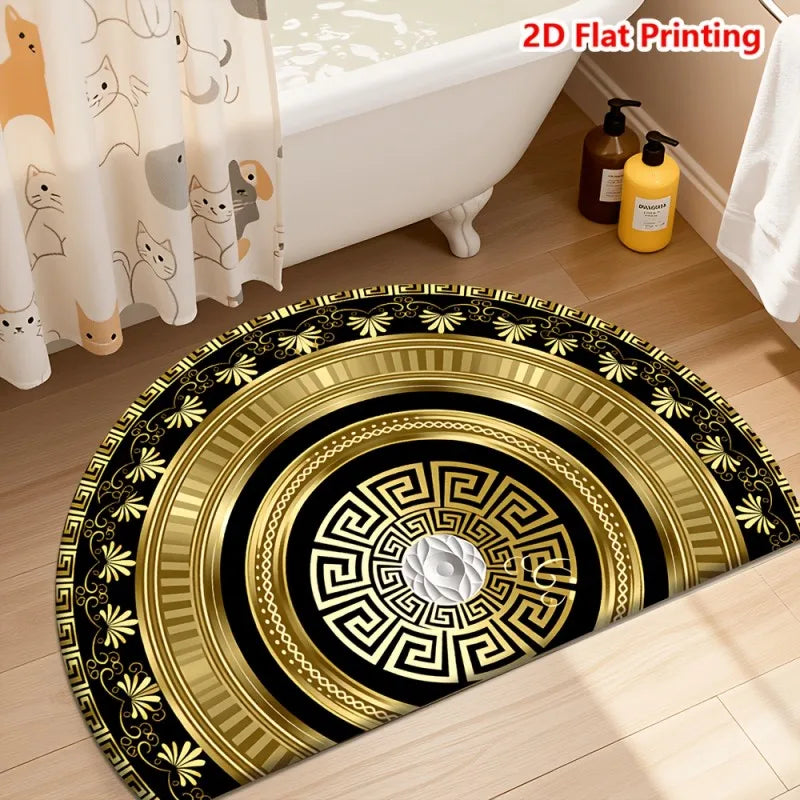 tapis semi circulaire antidérapant motifs floraux couleurs vives intérieur extérieur bohème moderne traditionnel polyester