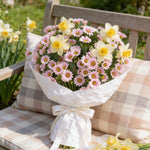 bouquet marguerites artificielles soie décoration mariage anniversaire intérieur moderne minimaliste orange blanc rose jaune