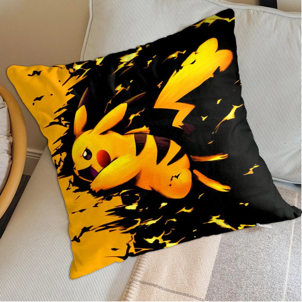 taies d'oreiller imprimées pikachu pokémon décoratives pop art cartoon lit voiture 45x45 cm