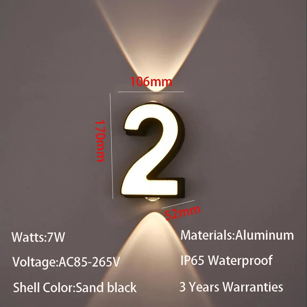 numéro lumineux led blanc noir moderne ip65 adhésif 7w minimalisteintérieur extérieur