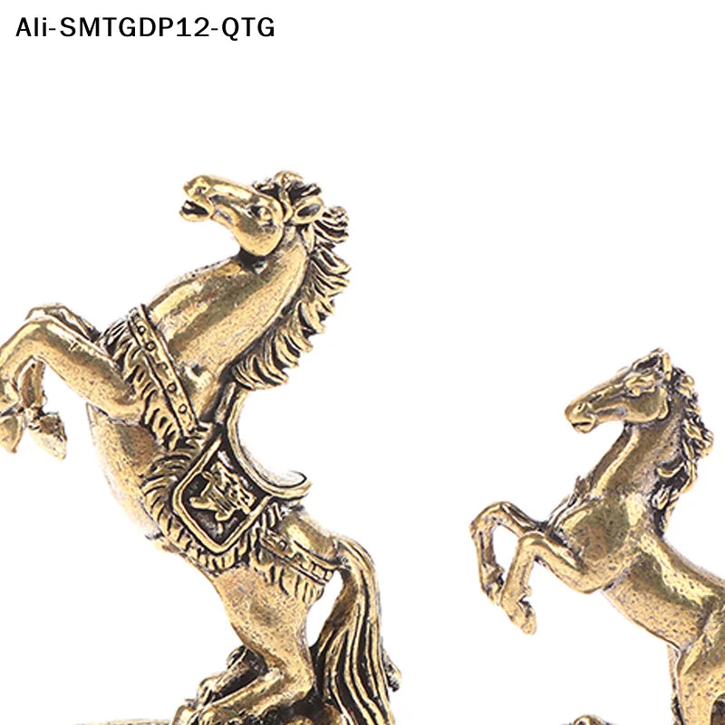 figurines chevaux bronze doré reliefs détaillés motifs floraux caractères chinois base armure salon décoration