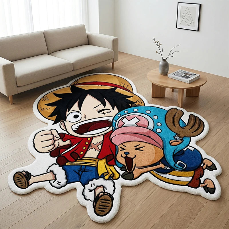 tapis multicolore personnages manga one piece luffy chopper cartoon antidérapant chambre salon enfants