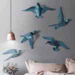 décoration murale oiseaux vol or bleu blanc moderne réaliste adhesive chambre salon