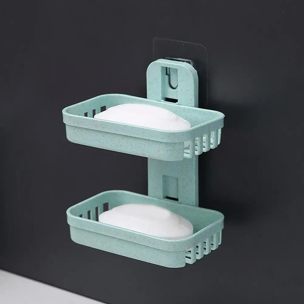 support savon moderne adhésif bleu clair gris rose texture granulée salle bain baignoire évier