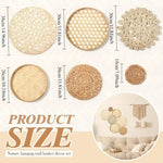 assiettes rotin boho chic naturel assiettes tissées géométriques anneaux intégrés décoration murale rustique