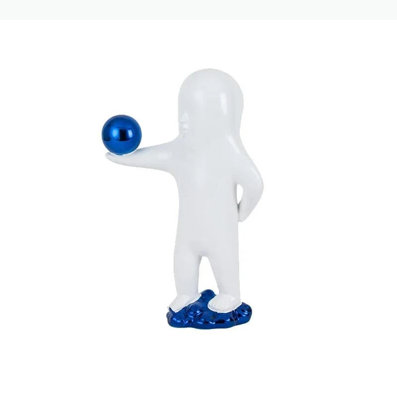statue contemporaine ornement décoration noir blanc bleu matière organique