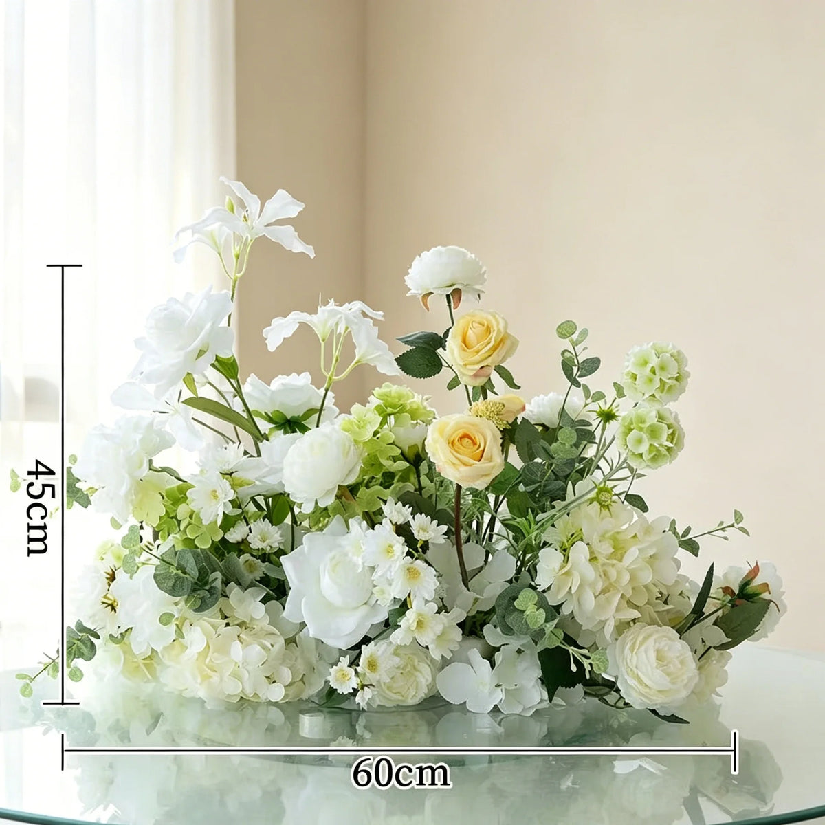 décoration florale artificielle bouquet mixte classique extérieur intérieur blanc vert rose