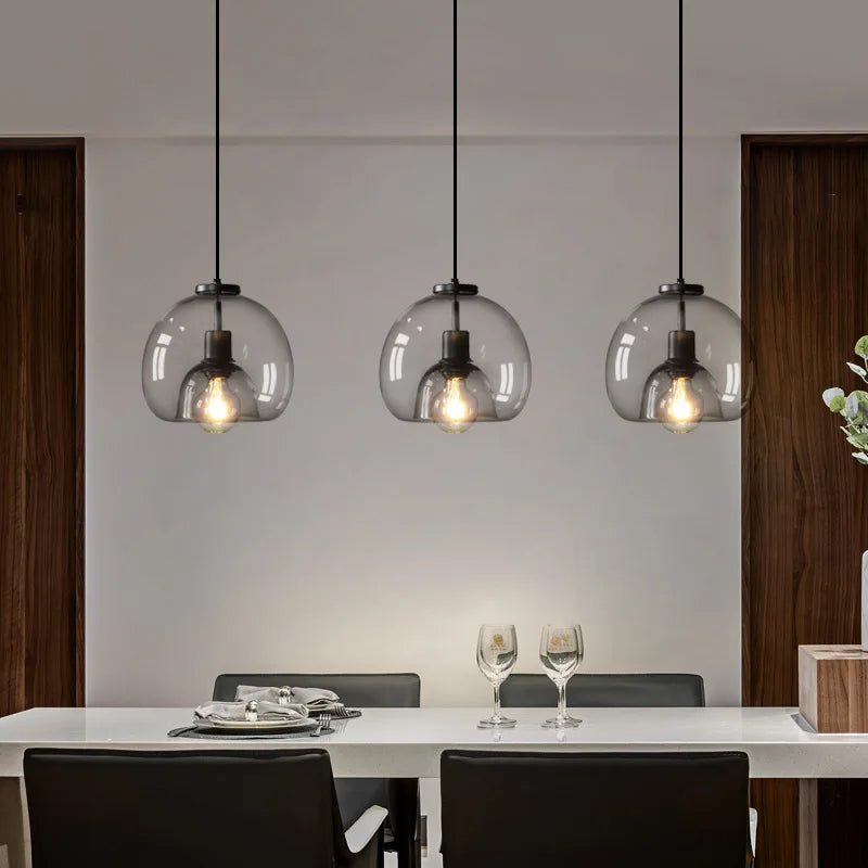 suspension transparente opale moderne pendentif verre pierre verre e27 249 2000 lumens gris fumée