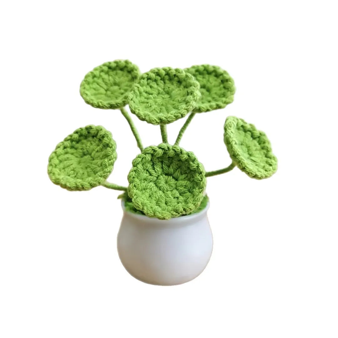 plante artificielle tricotée vert clair decoration maison anniversaire mariageintérieur creative artisanale