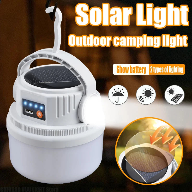 lampe solaire rechargeable portable camping ip65 led moderne annuaire suspension affichage usb
