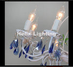 lustre décoration intérieure blanc bleu cristaux fleurs céramique floral classique semi encastré