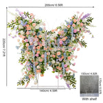 Décoration murale arche fleurs variées romantique violet rose blanc bleuclair vert extérieure