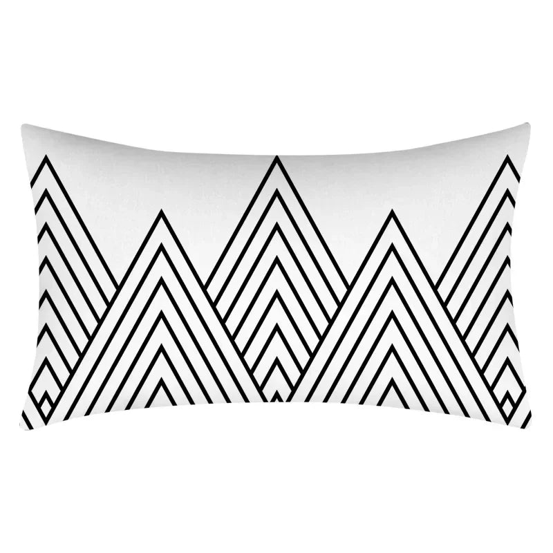 coussin rectangulaire décoratif noir blanc motif géométrique moderne canapé lit 30x50cm