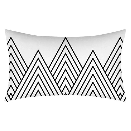 coussin rectangulaire décoratif noir blanc motif géométrique moderne canapé lit 30x50cm