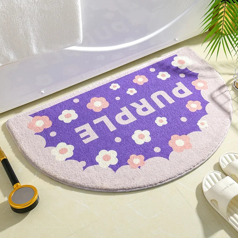 tapis bain floral pastoral absorbant doux antidérapant jaune rouge vert bleu orange blanc enfants