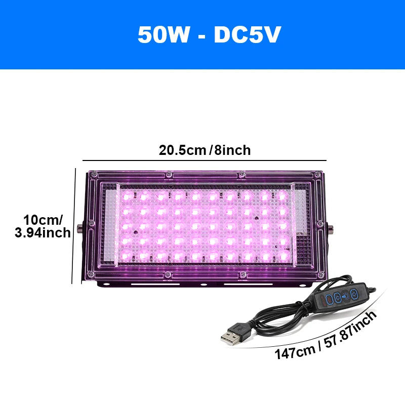 lampe led croissance végétale 50w 100w 150w violet noir moderne dimmer tringles aluminium