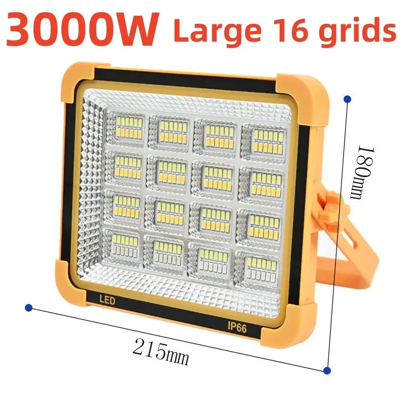 projecteur solaire rechargeable led extérieur ip66 portable urgence camping
