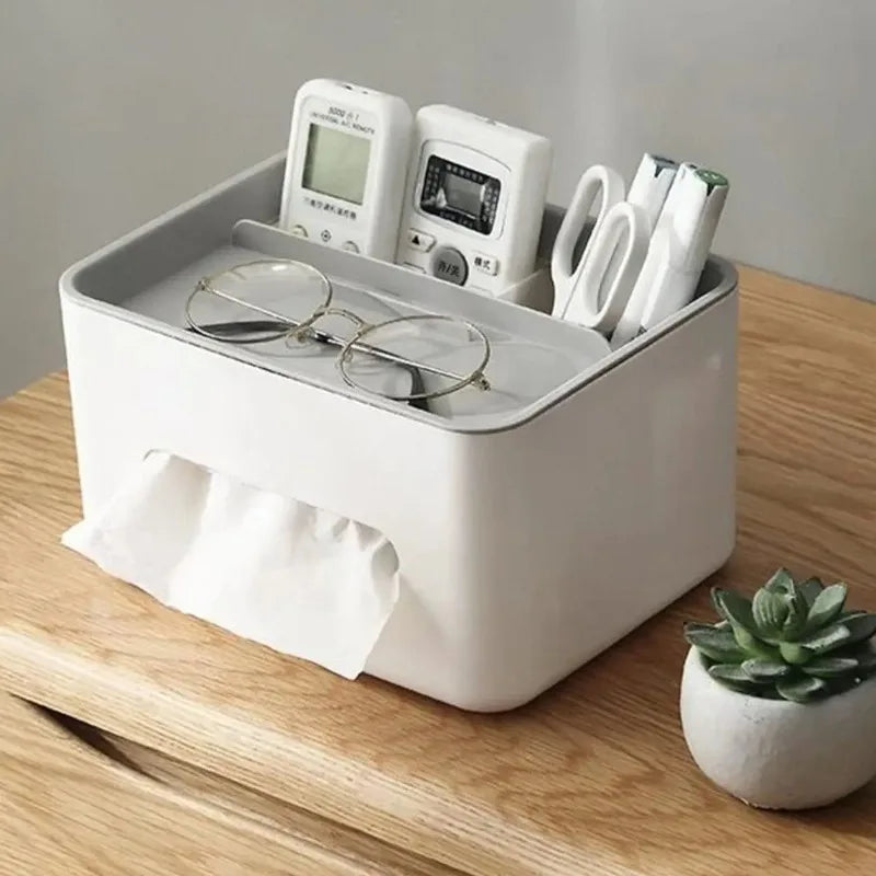 boîte rangement multifonctionnelle blanc moderne distributeur mouchoirs lunettes carnets téléphones portables organisateur chambre
