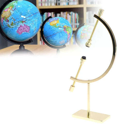 support globe terrestre moderne or lisse robuste élégant intérieur décoration aiguilles fixations minimalistes