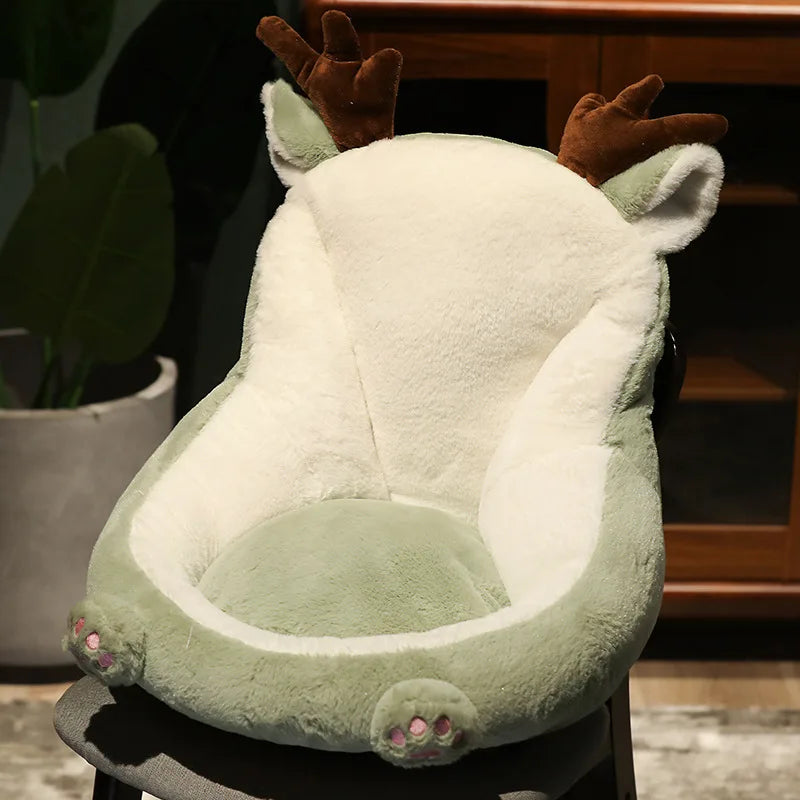 coussin chaise doux motif animal moderne oreilles pattes queue beige rose vert clair