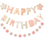 décoration murale guirlande fleurs lettres happy birthday motif floral occasion fête enfants anniversaire baptême