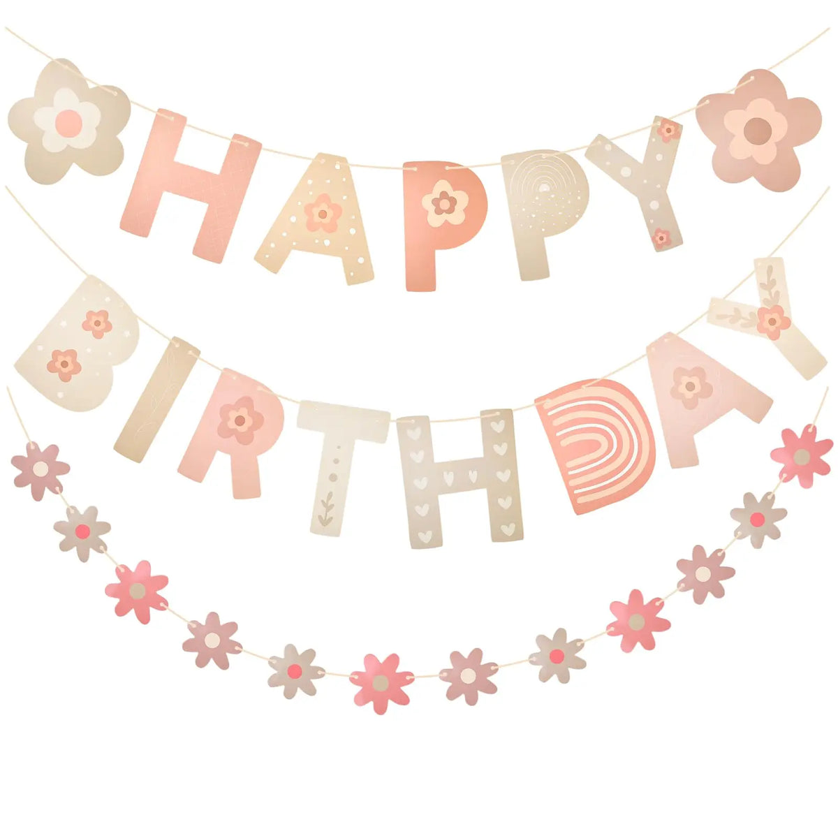 décoration murale guirlande fleurs lettres happy birthday motif floral occasion fête enfants anniversaire baptême
