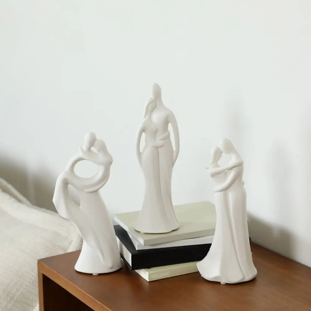 ornements céramique blanc modernes sculpture couple minimaliste nordique artisanal fait main