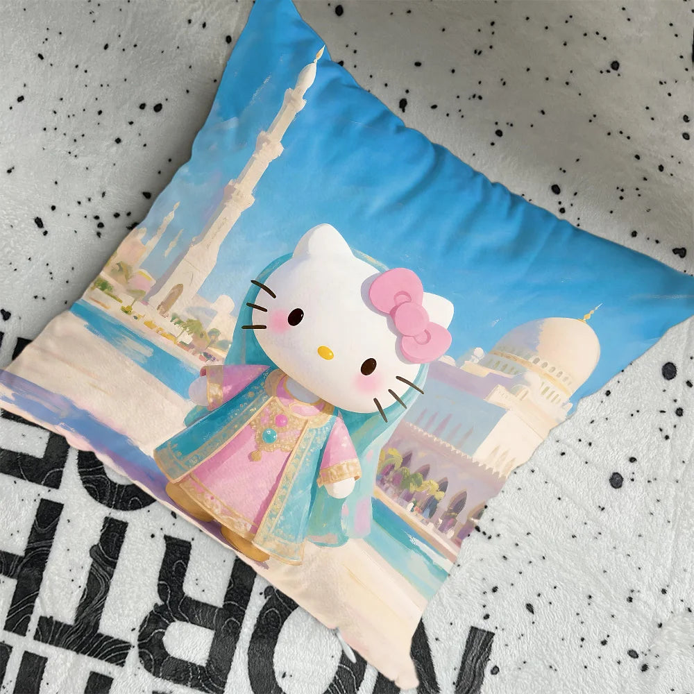 coussin décoratif carré motif hello kitty cartoon canapé lit chaise maison couleur rose