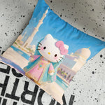 coussin décoratif carré motif hello kitty cartoon canapé lit chaise maison couleur rose