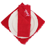lot serviettes table coton rose franges ruban décorations mariage fête table rustique moderne