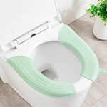 siège toilette pliable tapis lavable coussin doux moderne vert clair rayures horizontales clips salle
