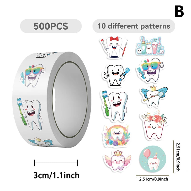stickers autocollants dents mignonnes expressions cartoonesques accessoires blanc bleu vert rose jaune 500 feuilles