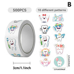 stickers autocollants dents mignonnes expressions cartoonesques accessoires blanc bleu vert rose jaune 500 feuilles