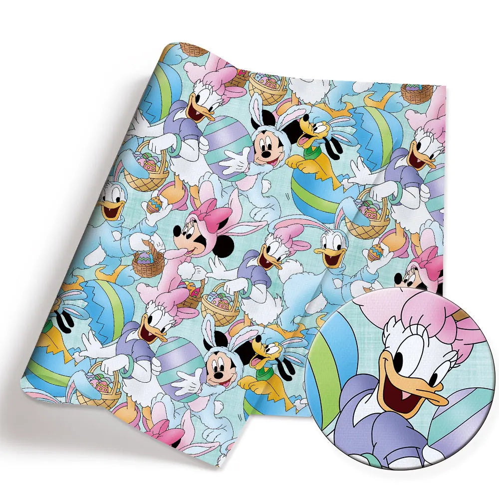 tissu coton imprimé personnages animés stitch minnie daisy carl enfants 140x50cm