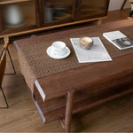 serviette table marron clair tissée motifs géométriques simple moderne rustique coton polyester maison cuisine