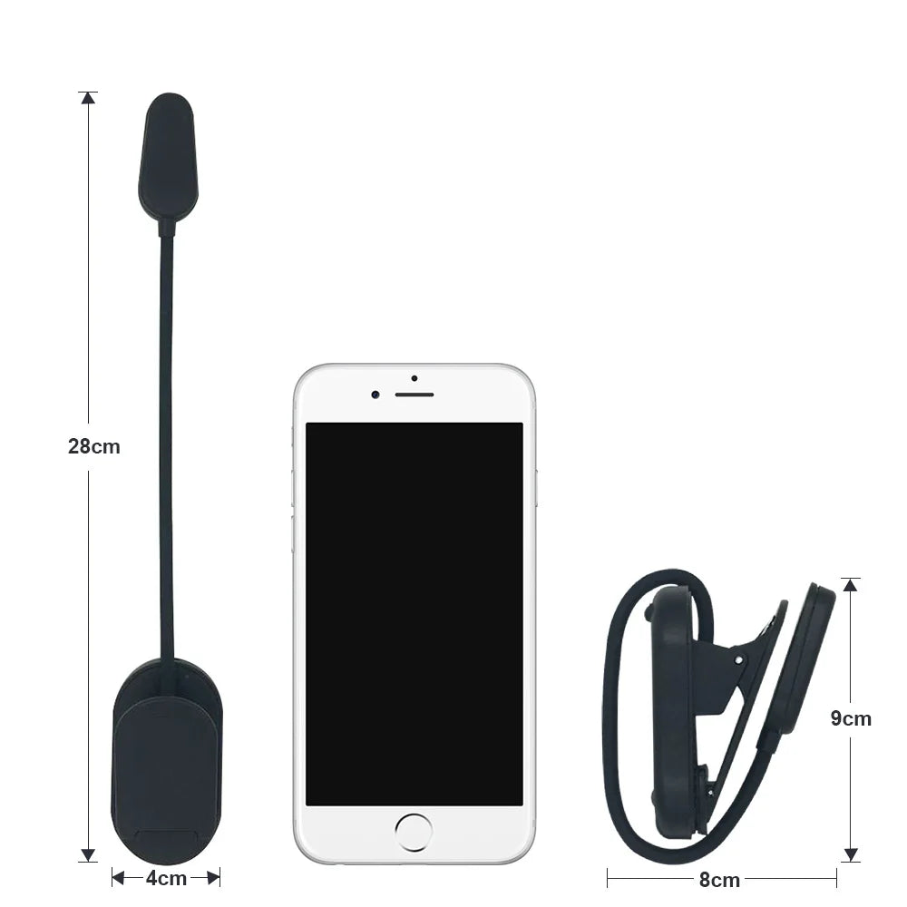 lampe led clipable lecture rechargeable bloque lumière bleue moderne minimaliste niveaux luminosité câble