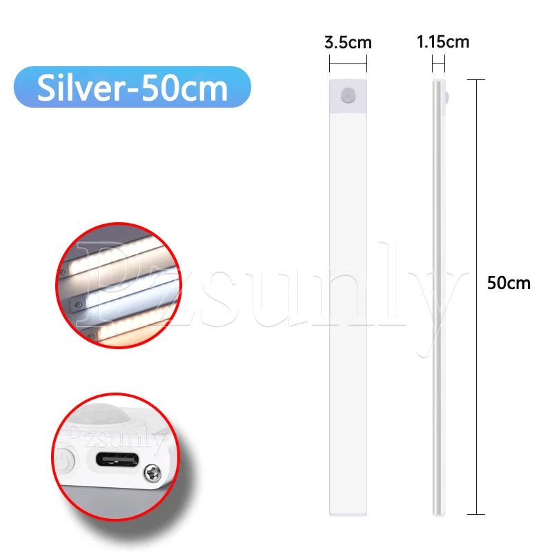 veilleuse led rechargeable usb capteur mouvement adhésive moderne 60cm 40cm 20cm blanc minimaliste