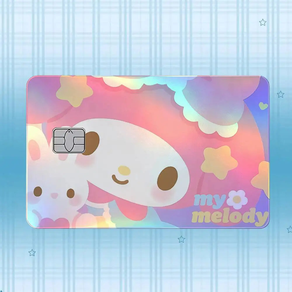 autocollant carte crédit my melody dessin animé rose violet bleu blanc