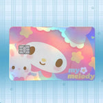 autocollant carte crédit my melody dessin animé rose violet bleu blanc