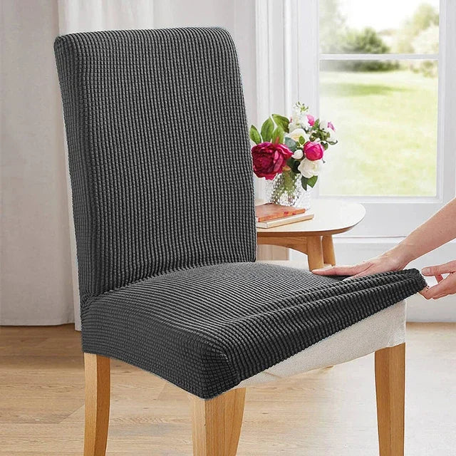 housse chaise marron foncé jacquard moderne élasthanne polyester extensible maison salon mariage