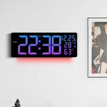 horloge murale LED numérique moderne double alarme couleurs changeantes température humidité minuterie